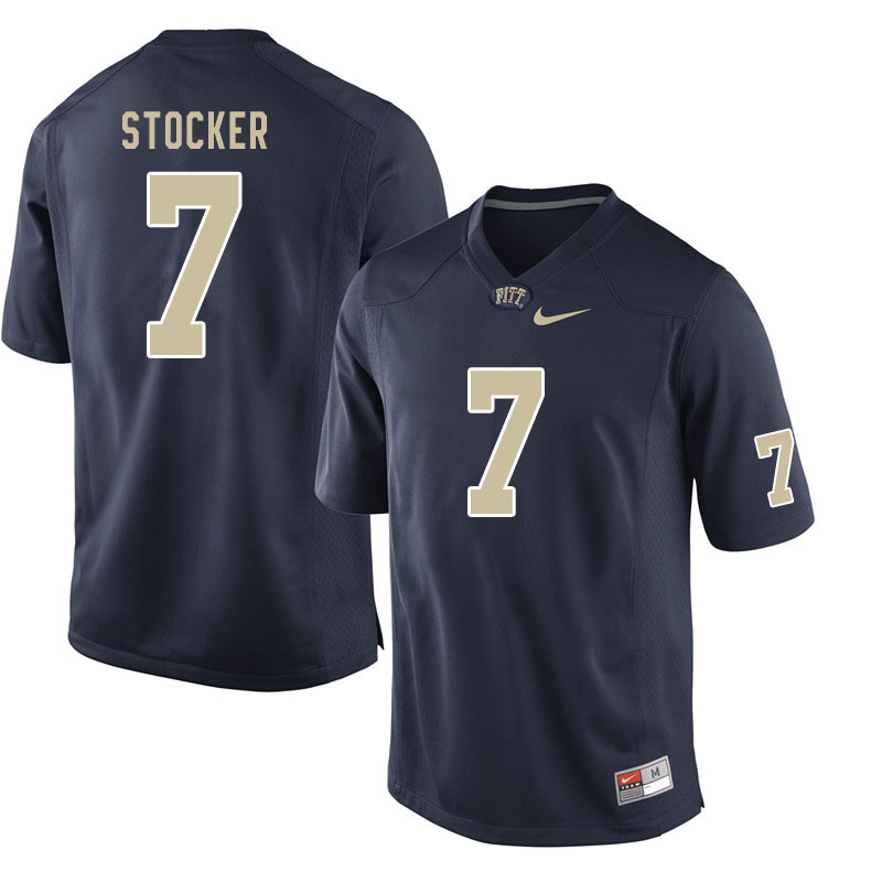 Men #7 Jazzee Stocker Pitt Panthers College Football Jerseys Sale-Navy